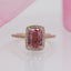 A pink diamond ring on display