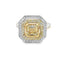 Gold and silver ring with diamond accents on a white background