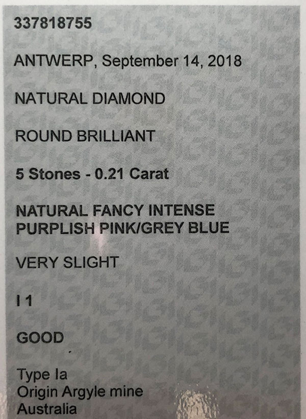 5 Stones – 0.21ct (Blue/Pink)